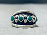 Sweet Vintage Native American Navajo Cerrillos Turquoise Sterling Silver Ring-Nativo Arts
