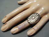 Huge Men's Heavy Vintage Native American Navajo 14k Gold Sterling Silver Ring-Nativo Arts