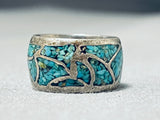Marvelous Vintage Native American Navajo Turquoise Sterling Silver Band Ring-Nativo Arts