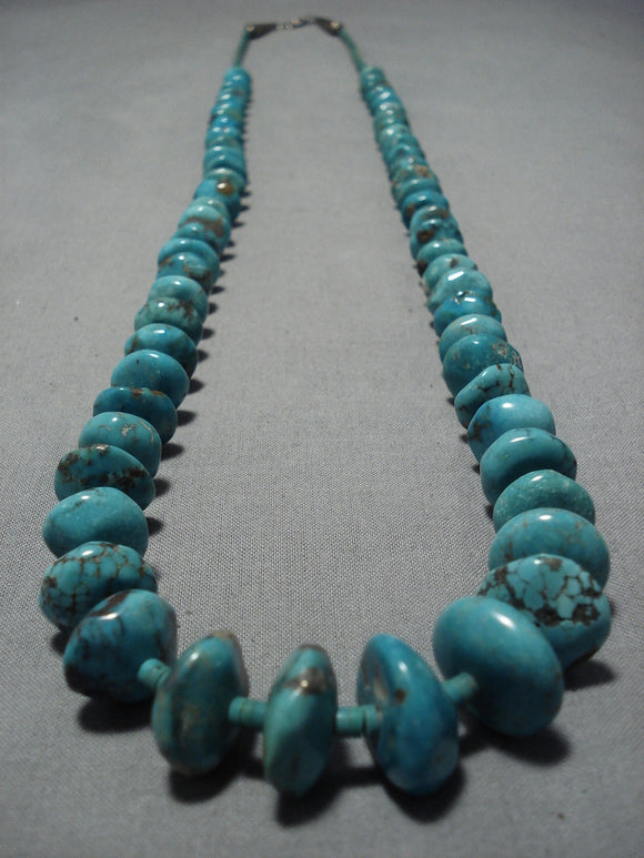 Astounding Vintage Native American Navajo Royston Turquoise Sterling Silver Necklace Old-Nativo Arts