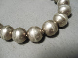 Fabulous Vintage Native American Navajo Sterling Silver Bead Necklace Old-Nativo Arts