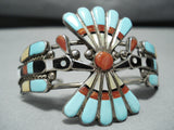 Important Lin Laiiwakete Vintage Native American Zuni Turquoise Sterling Silver Bracelet-Nativo Arts