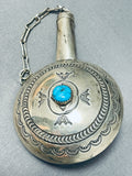 Fabulous Vintage Native American Navajo Morenci Turquoise Sterling Silver Flask-Nativo Arts