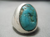 Native American Heavy Heavy!! Vintage Navajo Thick Sterling Silver Turquoise Ring Old-Nativo Arts