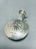 Unique Vintage Native American Navajo Handcarved Sterling Silver Flask-Nativo Arts