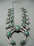 Women's Rare Turquoise Vintage Native American Navajo Sterling Silver Squash Blossom Necklace-Nativo Arts