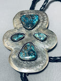 One Of The Biggest Best Vintage Native American Navajo Bisbee Turquoise Sterling Silver Bolo Tie-Nativo Arts