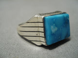 Impressive Vintage Native American Navajo Blue Diamond Turquoise Sterling Silver Ring-Nativo Arts