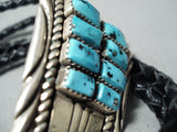 Incredible Vintage Native American Navajo Sleeping Beauty Turquoise Sterling Silver Bolo Old-Nativo Arts