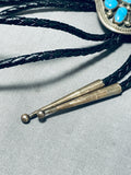 Important Chee Vintage Native American Navajo Turquoise Sterling Silver Bolo Tie-Nativo Arts