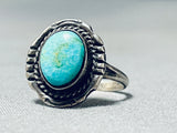 Easter Blue Turquoise Vintage Native American Navajo Sterling Silver Ring Old-Nativo Arts