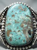 Museum Vintage Native American Navajo Old Kingman Turquoise Sterling Silver Leaf Bracelet-Nativo Arts