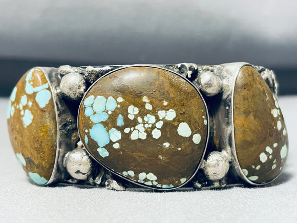 Bold One Of Best Vintage Native American Navajo #8 Turquoise Sterling Silver Bracelet-Nativo Arts