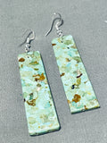 Jimmy Pete Native American Navajo Green Turquoise Sterling Silver Earrings-Nativo Arts