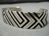 Impressive Vintage Native American Navajo Deep Carved Rivers Sterling Silver Bracelet-Nativo Arts