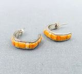 Amazing Vintage Native American Navajo Spiny Oyster Sterling Silver Earrings-Nativo Arts