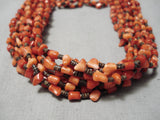 Native American Important Jose Coriz Santo Domingo Coral Sterling Silver Necklace-Nativo Arts