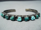 Marvelous Vintage Native American Zuni Cerrillos Turquoise Sterling Silver Bracelet Old-Nativo Arts
