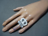 Dynamic Navajo Inlay Jet Sterling Silver Route 66 Ring Native American-Nativo Arts