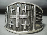 Marvelous Signed Native American Navajo Sterling Silver Crosses Bracelet-Nativo Arts