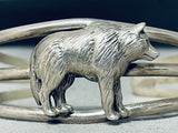 Detailed Wolf Vintage Native American Navajo Sterling Silver Bracelet-Nativo Arts