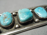 Native American Superior Vintage Morengo Sterling Silver Blue Gem Turquoise Pin-Nativo Arts