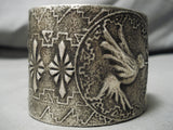 Heavy 219 Grams!! Native American Sterling Silver Bird Bracelet Cuff-Nativo Arts