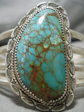 Large Spiderweb Royston Turquoise Vintage Native American Navajo Sterling Silver Bracelet-Nativo Arts