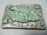 Huge 171 Gram Van Thomas Vintage Native American Navajo Bears Hand Carved Sterling Silver Buckle-Nativo Arts