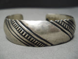 Rare Vintage Native American Navajo Hand Tooled Sterling Silver Segmented Bracelet Old-Nativo Arts