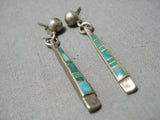 Astounding Vintage Native American Navajo Turquoise Sterling Silver Earrings Old-Nativo Arts