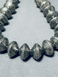210 Gram Vintage Native American Navajo Hand Tooled Coin Silver Necklace-Nativo Arts