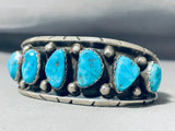 Dramatic Vintage Native American Zuni Morenci Turquoise Sterling Silver Bracelet-Nativo Arts