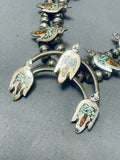 Sensational Vintage Native American Navajo Turquoise Sterling Silver Squash Blossom Necklace-Nativo Arts