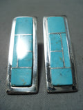 Important Tommy Jackson Vintage Native American Navajo Turquoise Sterling Silver Earrings-Nativo Arts