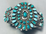 Museum Quality Early Vintage Native American Navajo Turquoise Sterling Silver Cluster Bracelet-Nativo Arts