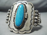 Beautiful Vintage Native American Navajo Blue Gem Turquoise Sterling Silver Bracelet-Nativo Arts
