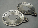 Amazing Vintage Navajo Convex Sterling Silver Native American Earrings-Nativo Arts