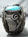 Authentic Vintage Native American Navajo Museum Turquoise Sterling Silver Bracelet-Nativo Arts