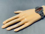 Very Old Thicker Vintage Native American Navajo Petrified Wood Sterling Silver Bracelet-Nativo Arts