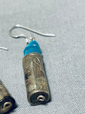 Exceptional Vintage Native American Navajo Blue Gem Turquoise Sterling Silver Earrings-Nativo Arts