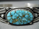 Sensational Vintage Native American Navajo Spiderweb Turquoise Sterling Silver Bracelet-Nativo Arts