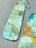 Tremendous Native American Navajo Turquoise Sterling Silver Dangle Earrings-Nativo Arts
