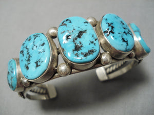 Exceptional Vintage Native American Navajo Jimmy Nez Turquoise Sterling Silver Bracelet Cuff-Nativo Arts