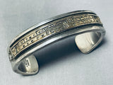 Heavy 14k Gold Vintage Native American Navajo Sterling Silver Bracelet Cuff-Nativo Arts