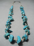 Tremendous Vintage Native American Navajo Turquoise Sterling Silver Necklace Old-Nativo Arts