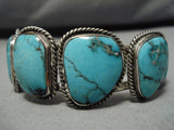 Incredible Blue Diamond Turquoise Vintage Native American Navajo Sterling Silver Bracelet-Nativo Arts