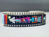 Important Native American Navajo And Apache Turquoise Space Kachina Sterling Silver Bracelet-Nativo Arts