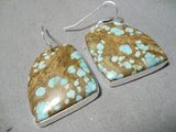 Huge Navajo #8 Turquoise Mine Sterling Silver Earrings Native American-Nativo Arts
