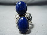 Stunning Signed Navajo Native American Lapis Sterling Silver Ring-Nativo Arts